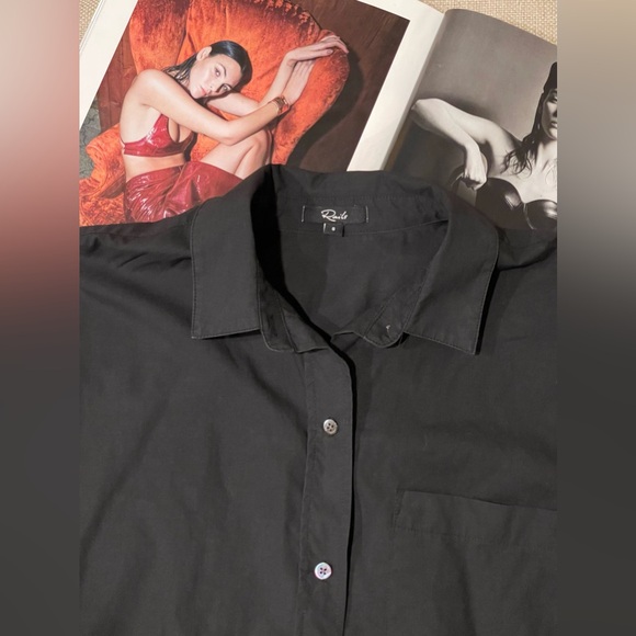 Rails Winnie Oversized Button-Down Shirt/Top In Black Size S - Picture 7 of 16
